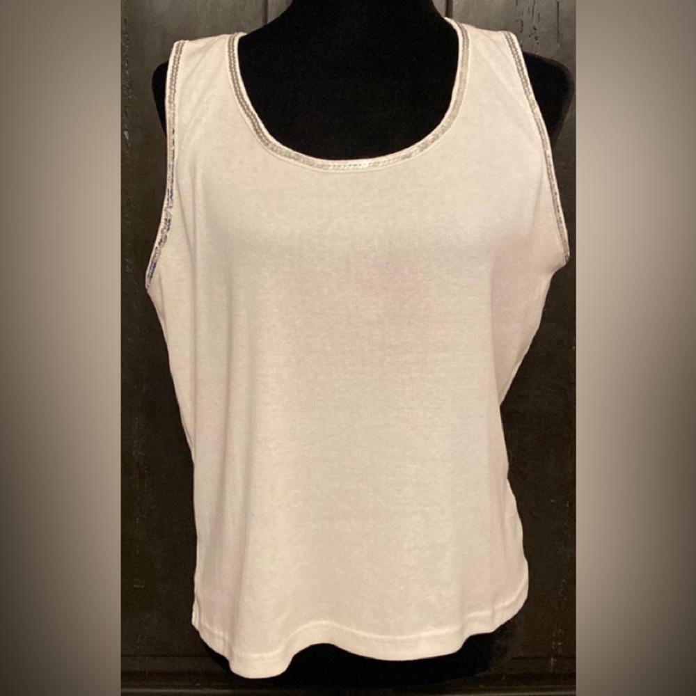 Southern Expressions TM White silver sequins tank top - size L